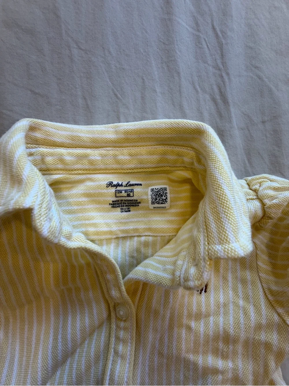 Ralph Lauren Pale Yellow Striped Baby Dress with Matching Diaper Cover
